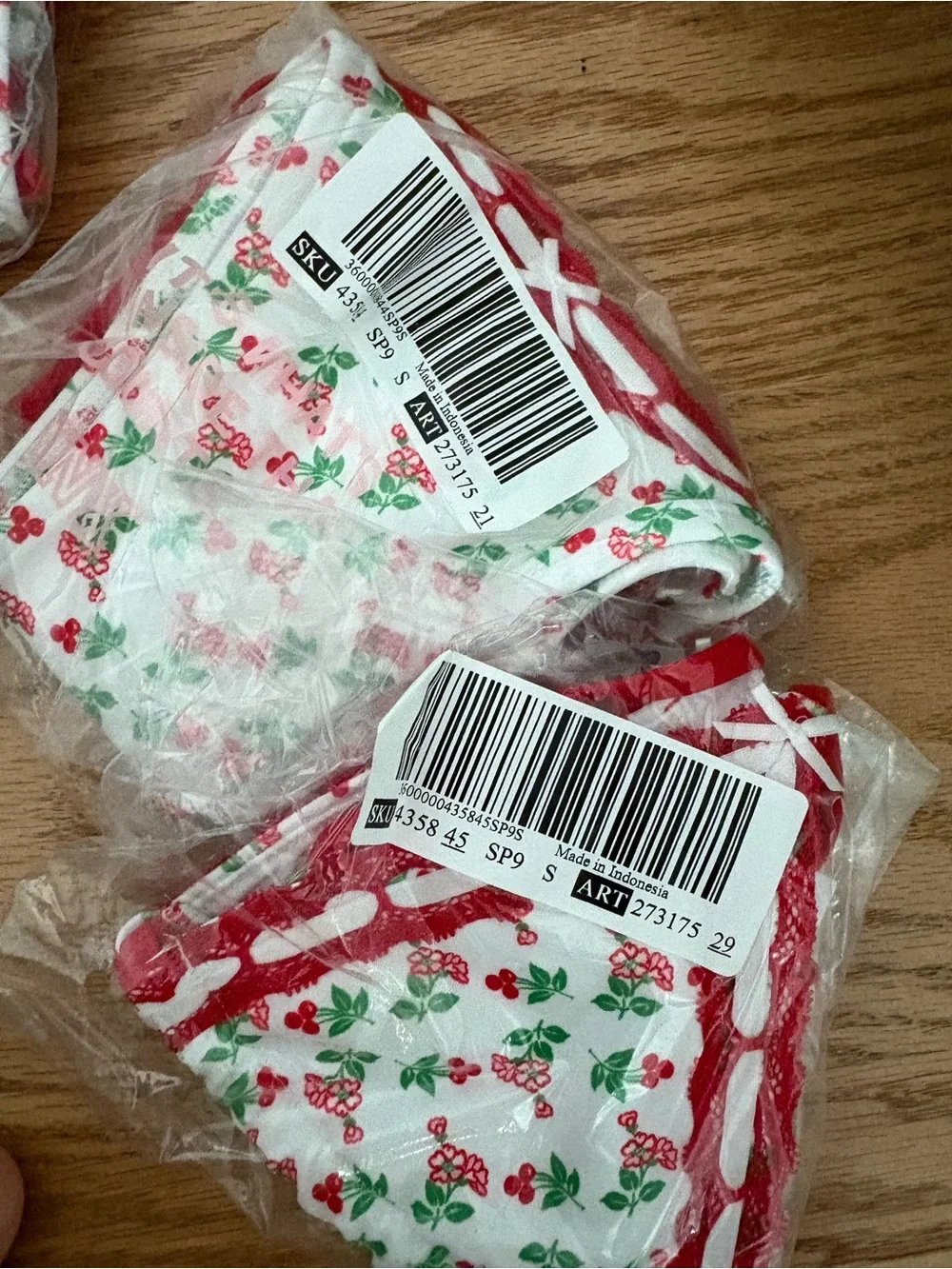 Frankie's Bikinis White Red Cherry Print Triangle Bikini
